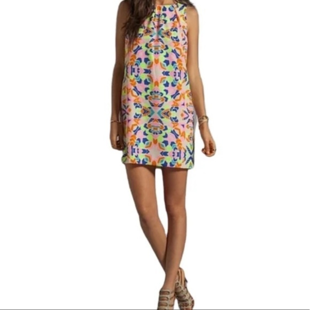 Mara Hoffman Aloha Stone Neon Multicolor Shift Sleeveless Mini Dress